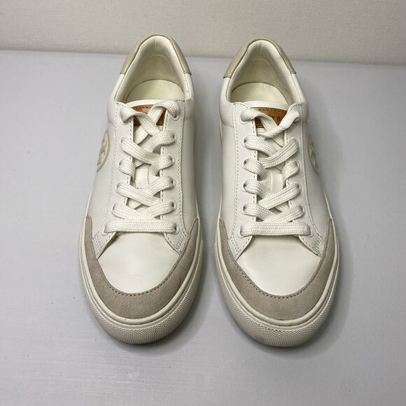 Tory Burch Colorblock Sneakers Tennis shoes 5.5 women Snow White Napa Leather - Picture 3 of 10